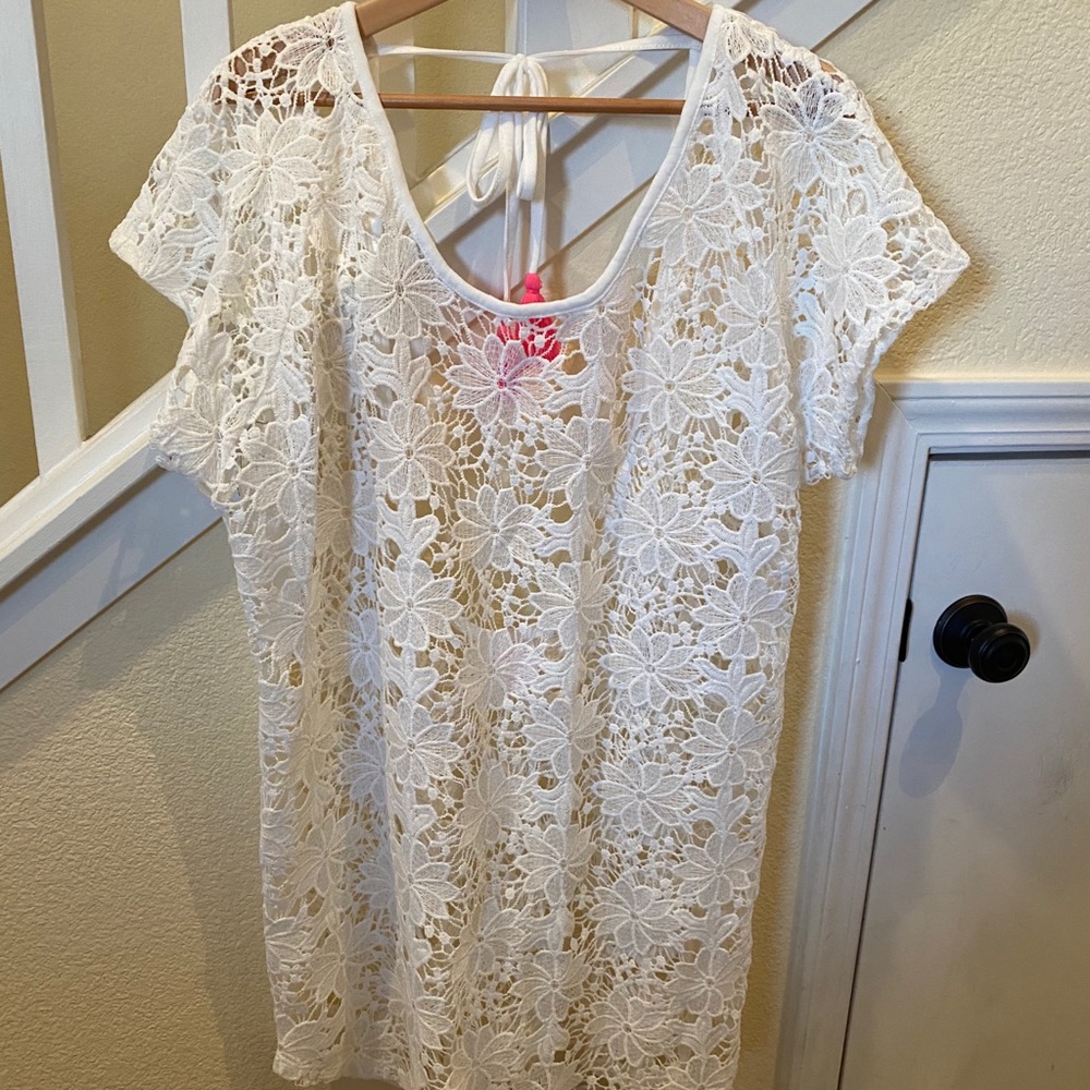 White Crochet Lace Swimsuit Coverup